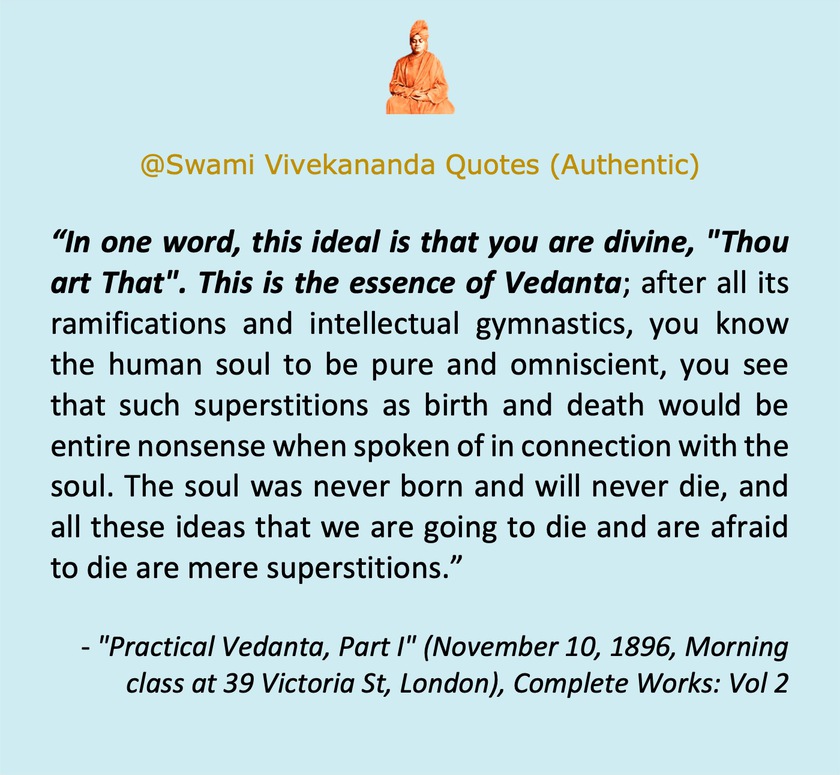 - Swami Vivekananda, "Practical Vedanta, Part I" (November 10, 1896 ...